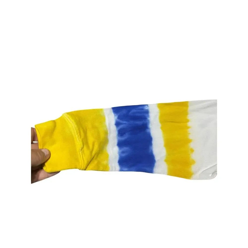 Ralph Lauren 8/10 cropped tied dyed arms yellow blue polo on back shoulder nwt